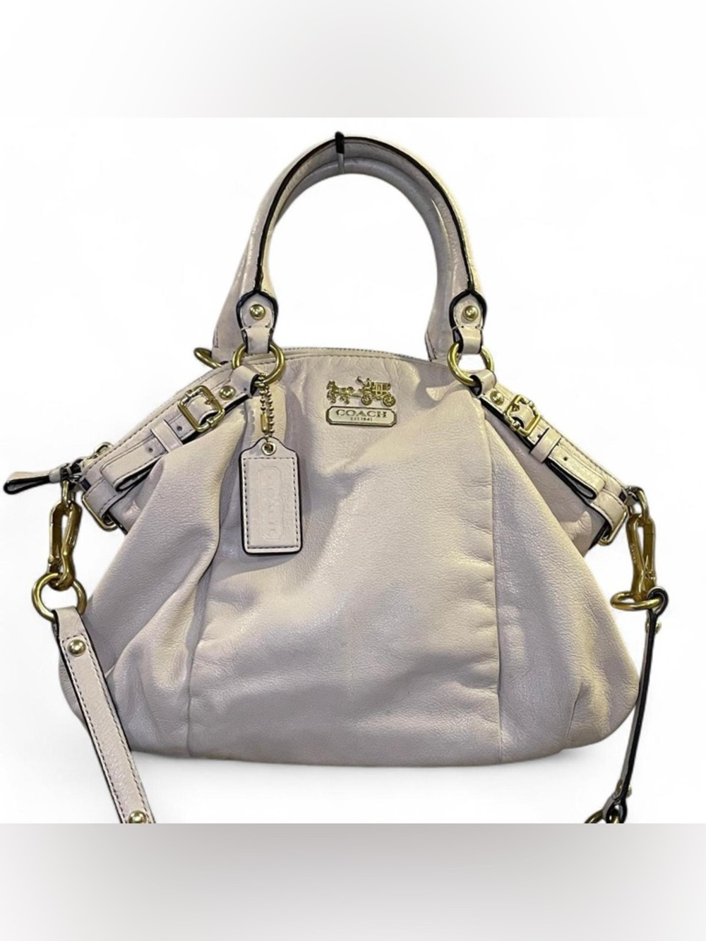 Coach Madison Sophia off white / ivory leather purse with gold hardware